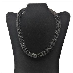 Indian Black Seed Beaded Wrapped Rope Choker Necklace